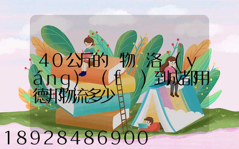 40公斤的貨物從洛陽(yáng)發(fā)到成都用德邦物流多少錢