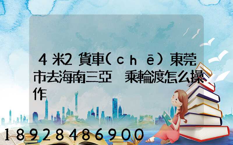 4米2貨車(chē)東莞市去海南三亞換乘輪渡怎么操作