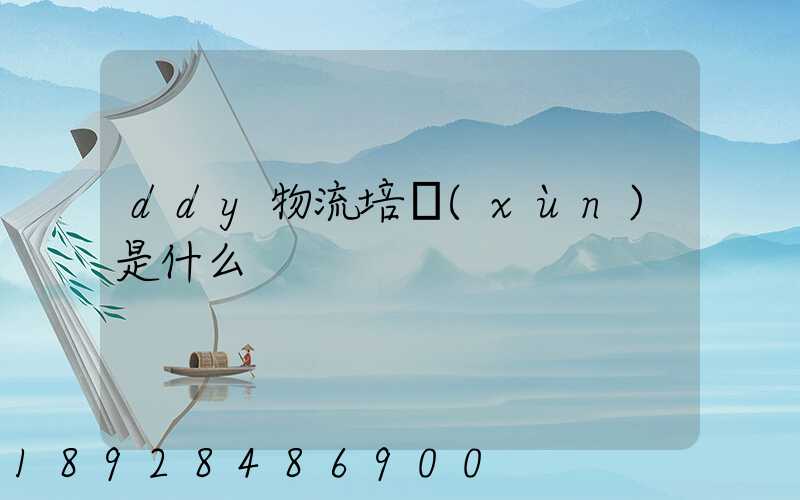 ddy物流培訓(xùn)是什么