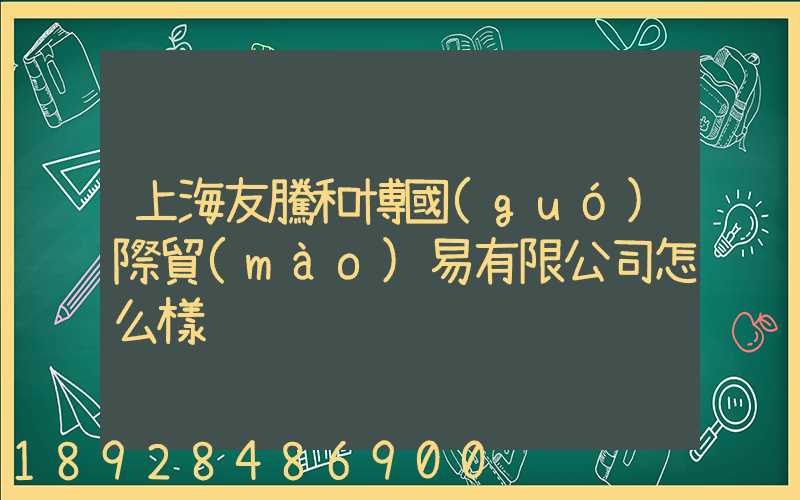 上海友騰和博國(guó)際貿(mào)易有限公司怎么樣