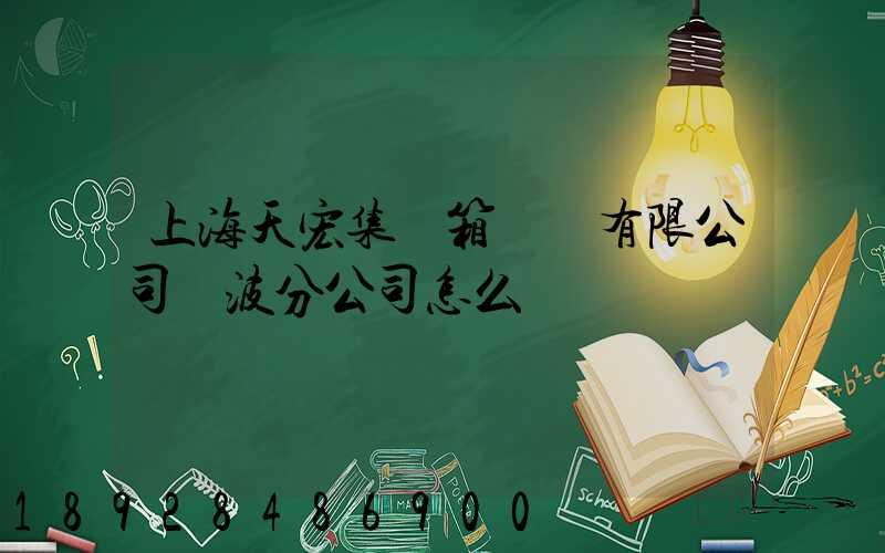 上海天宏集裝箱儲運有限公司寧波分公司怎么樣