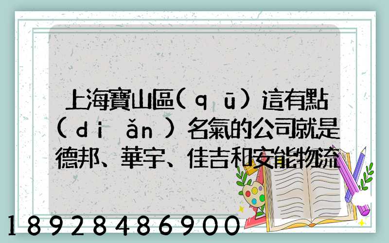 上海寶山區(qū)這有點(diǎn)名氣的公司就是德邦、華宇、佳吉和安能物流,誰(shuí)能分析...