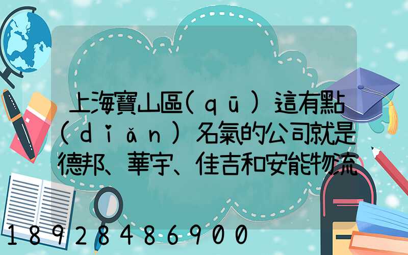 上海寶山區(qū)這有點(diǎn)名氣的公司就是德邦、華宇、佳吉和安能物流,誰能分析...