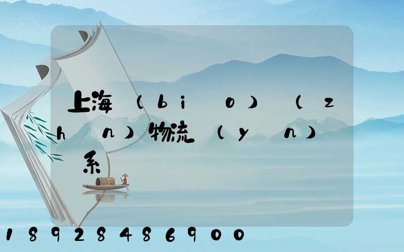 上海標(biāo)準(zhǔn)物流運(yùn)輸體系