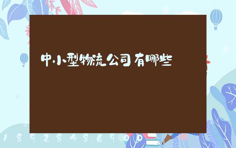 中小型物流公司有哪些