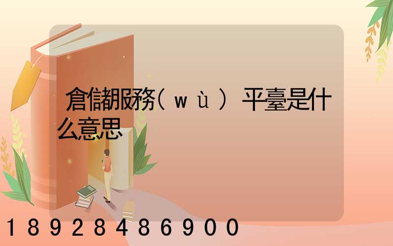 倉儲服務(wù)平臺是什么意思