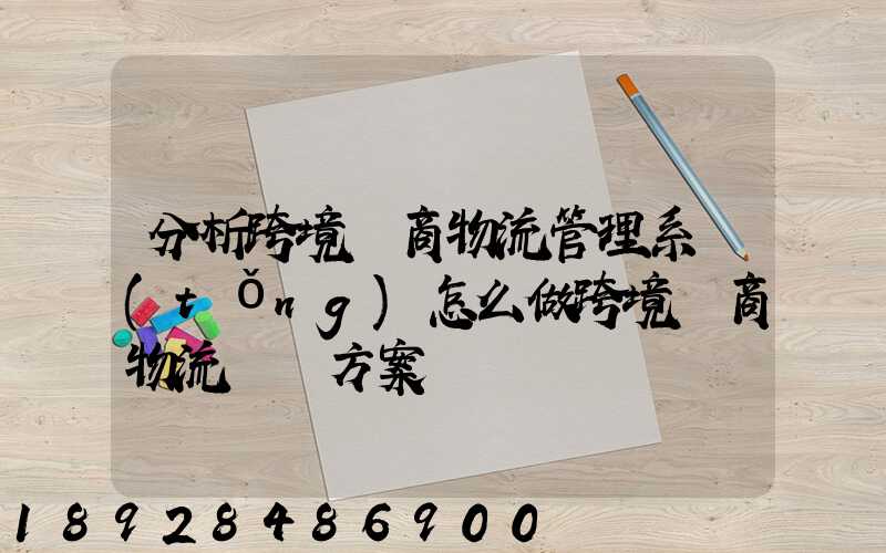 分析跨境電商物流管理系統(tǒng)怎么做跨境電商物流運營方案