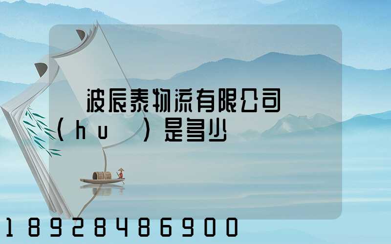 寧波辰泰物流有限公司電話(huà)是多少