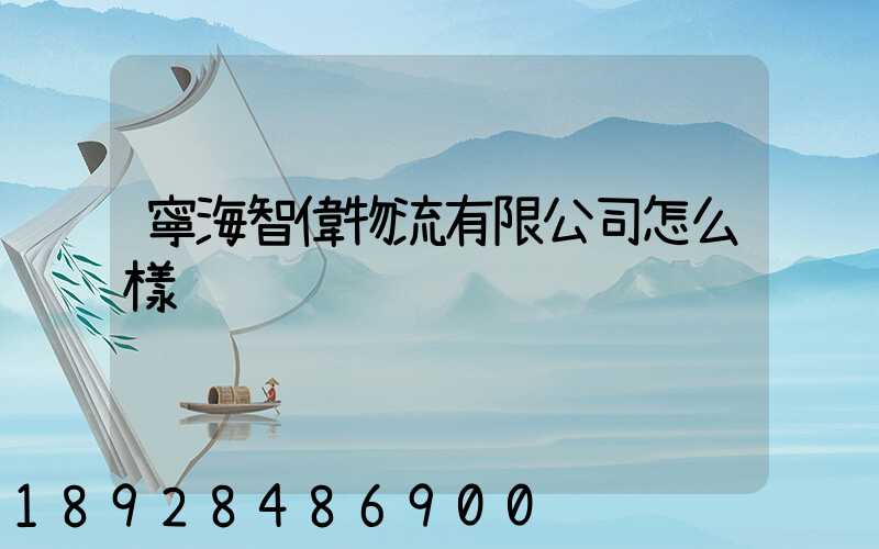 寧海智偉物流有限公司怎么樣