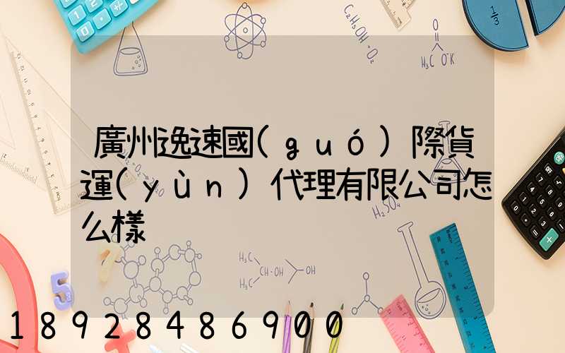 廣州逸速國(guó)際貨運(yùn)代理有限公司怎么樣