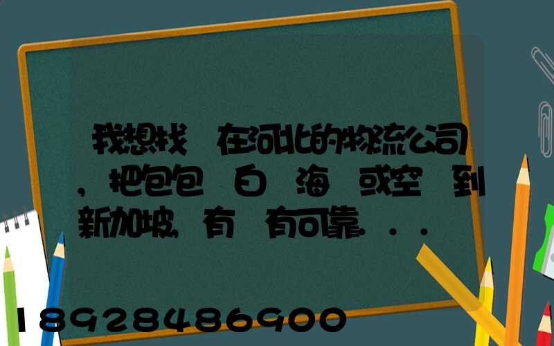 我想找間在河北的物流公司,把包包從白溝海運或空運到新加坡,有沒有可靠...