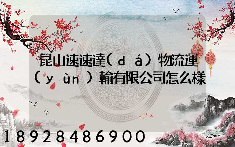 昆山速速達(dá)物流運(yùn)輸有限公司怎么樣