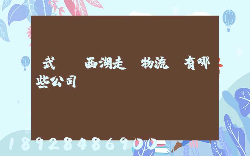 武漢東西湖走馬物流園有哪些公司