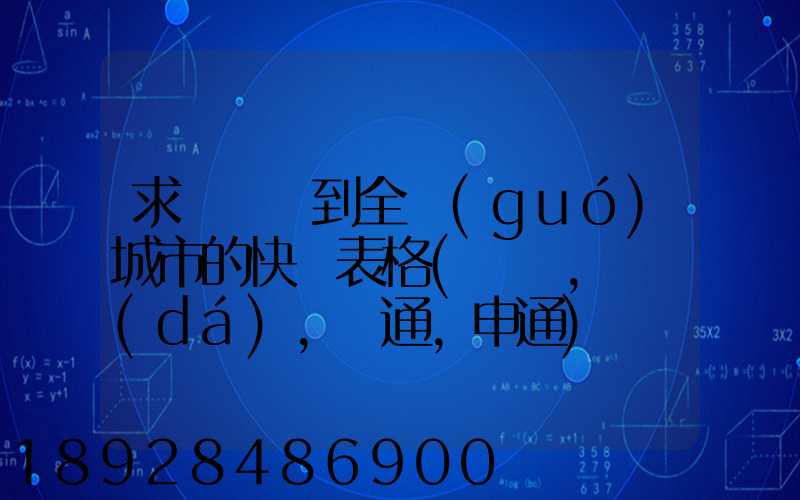 求張義烏到全國(guó)城市的快遞表格(順豐,韻達(dá),圓通,申通)