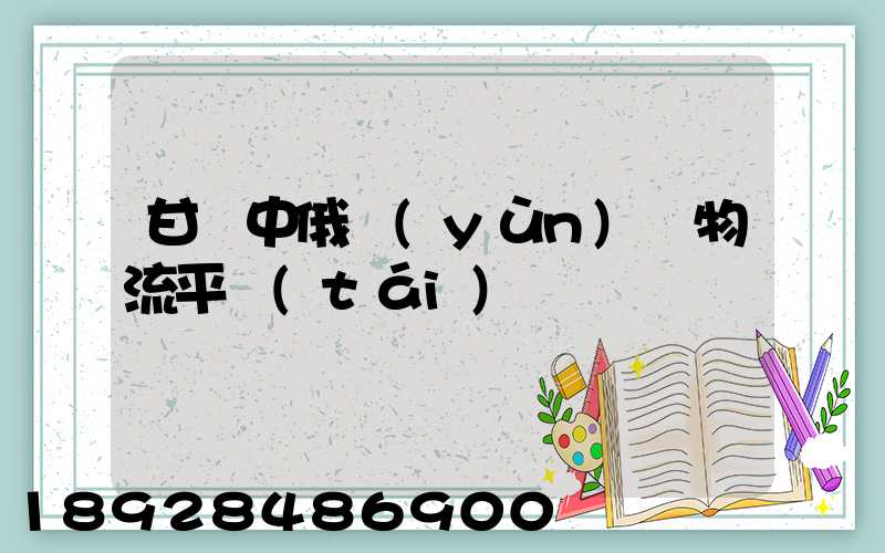 甘肅中俄運(yùn)輸物流平臺(tái)