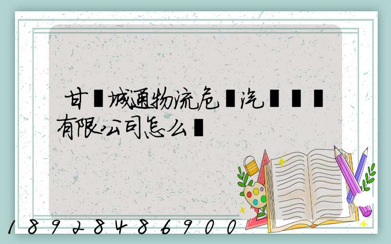 甘肅城通物流危貨汽車運輸有限公司怎么樣