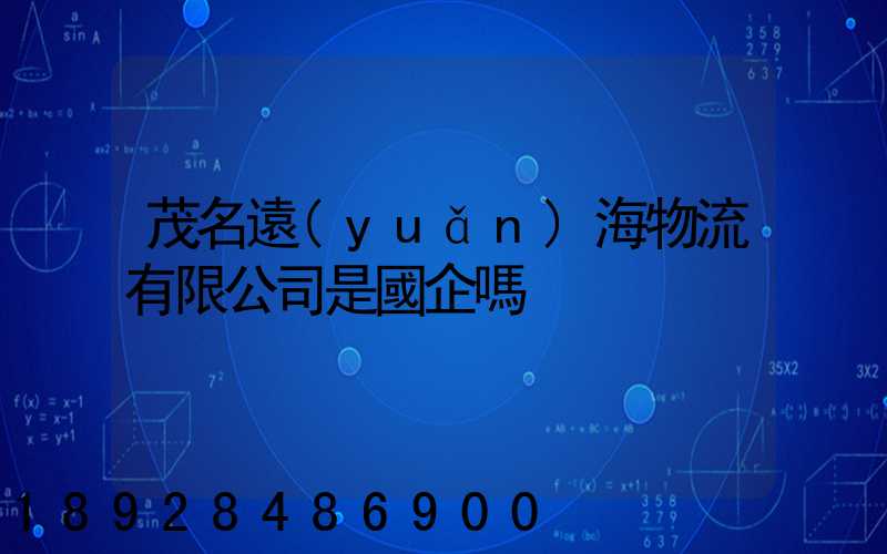 茂名遠(yuǎn)海物流有限公司是國企嗎