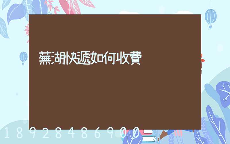 蕪湖快遞如何收費